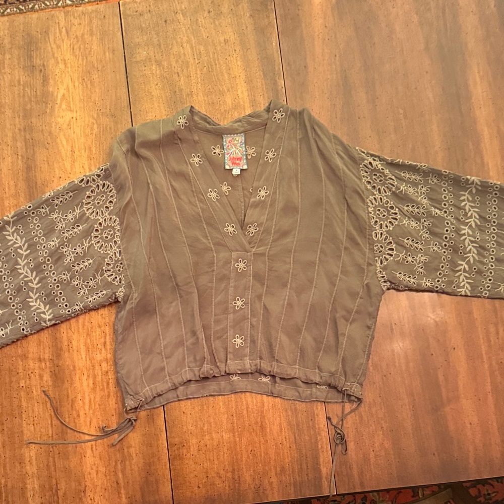 Embroidered Green Blouse